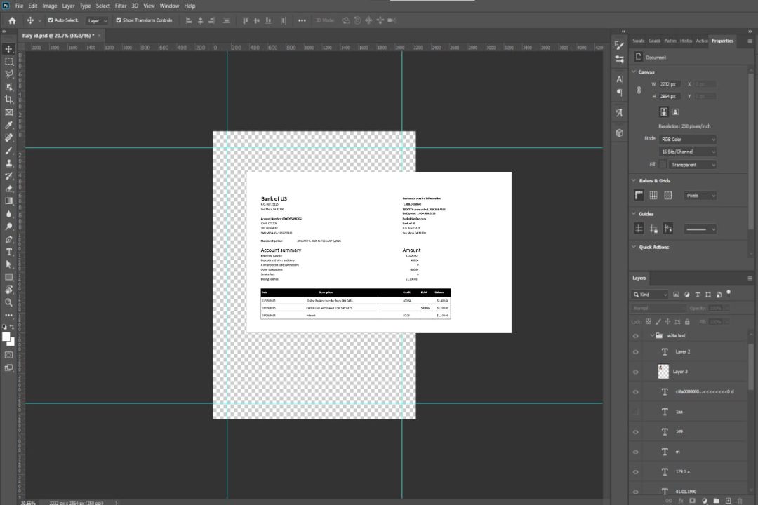 Modèle Word et PDF de relevé de compte de la USA Bank of US template Modèle Word et PDF de relevé de compte de la USA Bank of US template